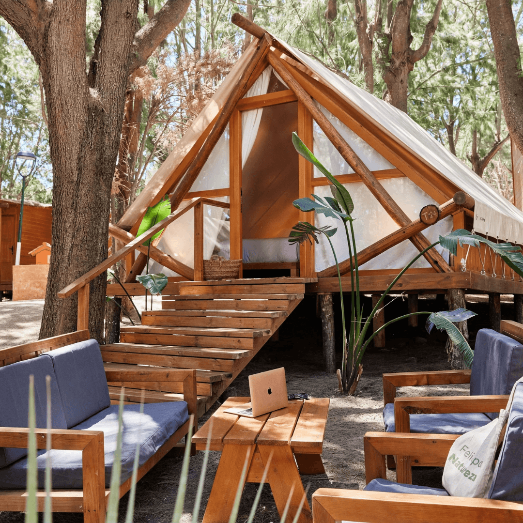 Outdoor glamping lounge in Tarifa